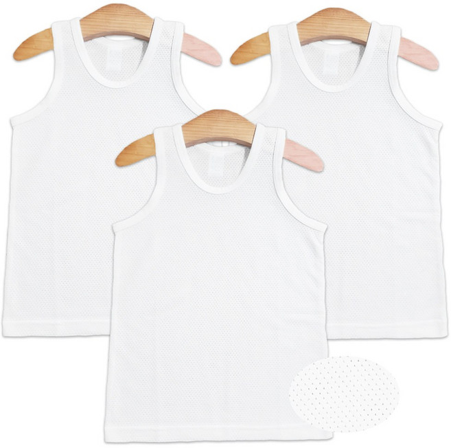 배꼽손 유아동 민소매 밤부 메쉬 항균 런닝 3P