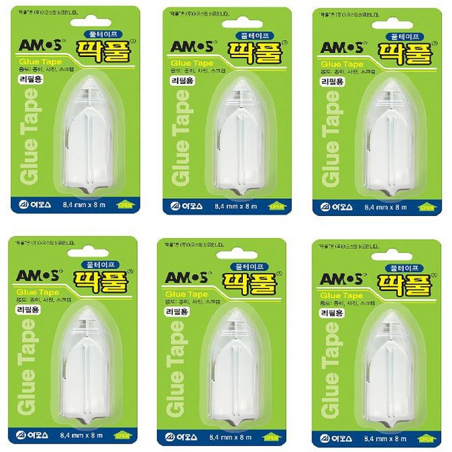 아모스 딱풀테이프 리필 8.4mm x 8M, 6개