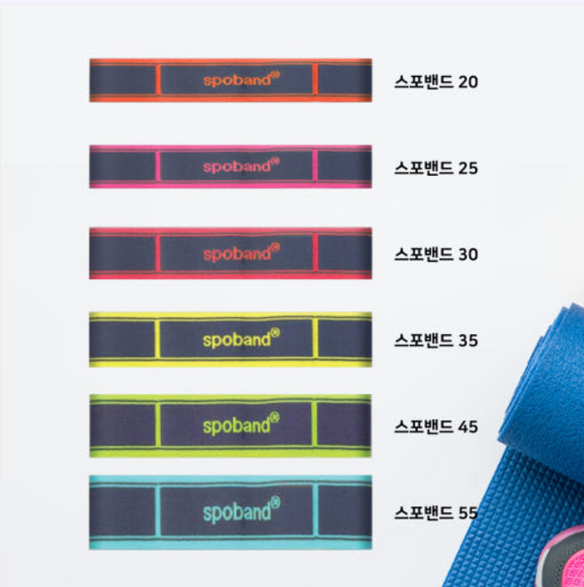 스포밴드 6가지 강도 탄성저항 밴드 재활운동 요가 필라테스 헬스 홈트레이닝, 레벨 4, 1개