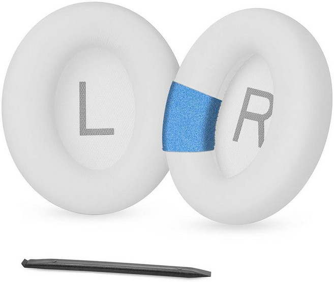 YunYiYi Space Q45 이어 패드 교체용 이어 쿠션 Anker Soundcore Space Q45 헤드폰과 호환 단백질 가죽 이어패드 이어컵 예비 부품 화이트 1747