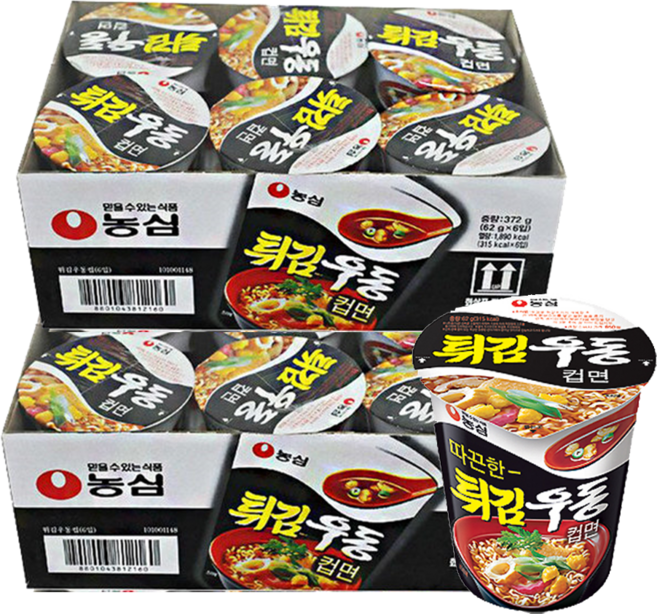 튀김우동 컵면, 62g, 12개