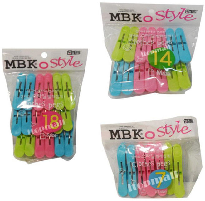 엠비코 스타일 빨래집게 세탁용품 빨래 집개 건조 양말, ( 18P ), 1개