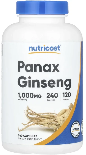 Nutricost Panax Ginseng 1000 mg 240 Capsules (500 mg per Capsule), NutricostPanaxGinseng1000mg240, 1개 - 쿠팡