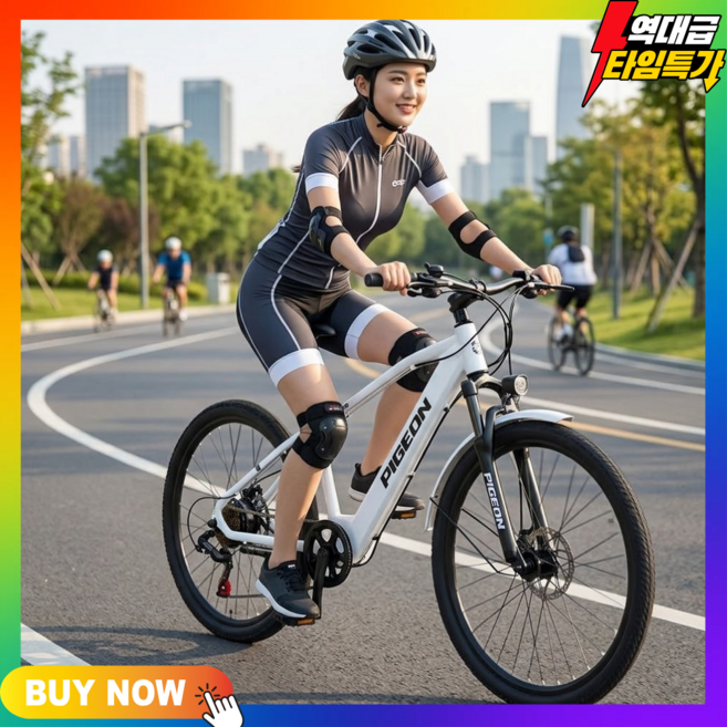 볼트엣지 NFC시동 MTB 전기 자전거 로드 싸이클 출퇴근 성인 고출력 PAS 스로틀, 피크 화이트 15Ah, 알루미늄 합금