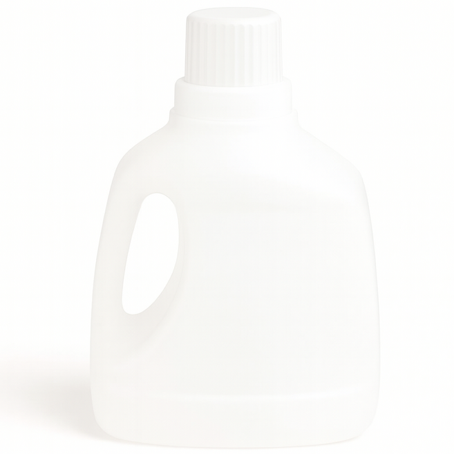 세제소분용기 1.3리터 (캡색상 선택) 역류방지 속캡 손잡이 1.3L 세제디스펜서 세제공병 세탁세제통, 반투명 용기 화이트계량캡, 1개