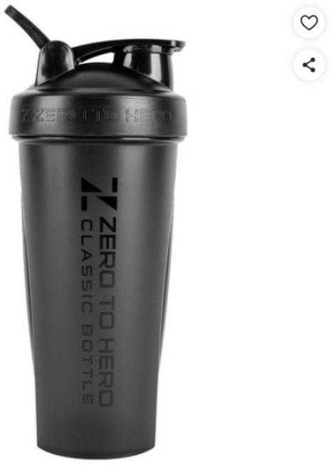 제로투히어로 클래식 프리미엄 쉐이커 PRO 70 x 215 mm, 블랙, 1개, 800ml