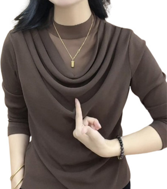 77우먼스 폴리넥블라우스 여성블라우스 블라우스 2컬러 데일리코디 데이트코디 폴리 넥 블라우스[리현커머스]