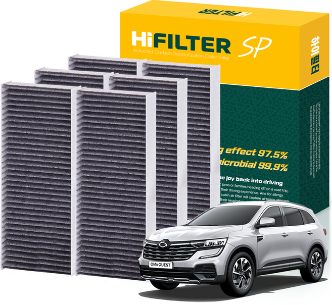 하이필터 르노 QM6 활성탄 자동차 에어컨필터, 3개, QM6 (27277-2519R) 2P HI-R018