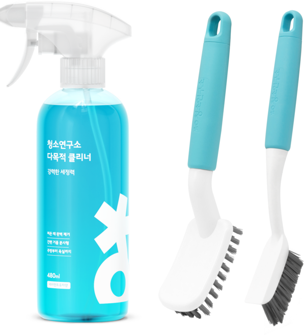 청소연구소 청소솔 2종+다목적 클리너 480ml 세트, 1개