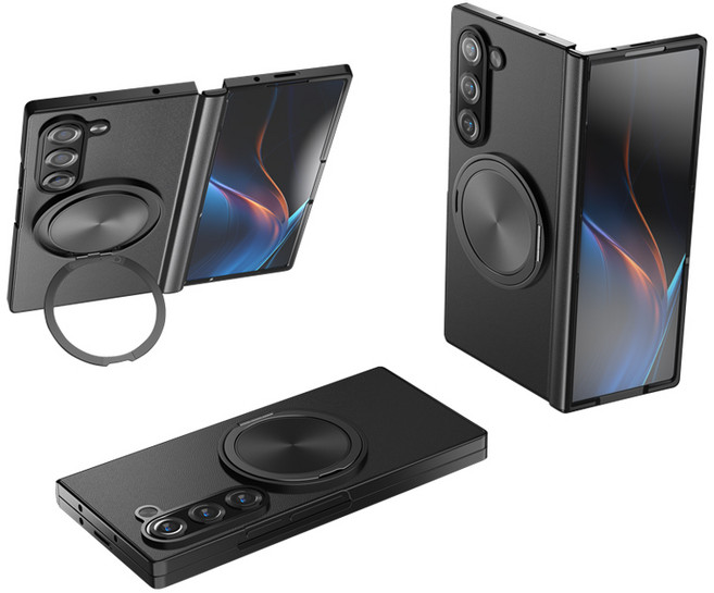 YINUO 갤럭시 Z 폴드3 4 5 6 7 힌지보호 소가죽 magsafe 360도 각도 조절이 거치대 케이스