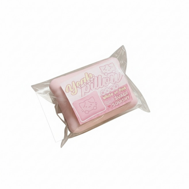 위디키 고양이 쿠션 스퀴시 촉감 발달 스펀지 놀이 스트레스 해소, 핑크, 1개