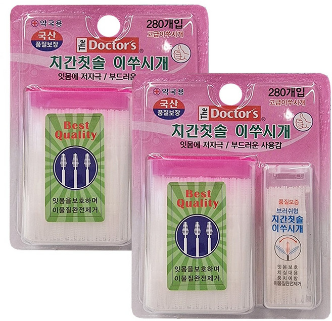 국산 닥터스 치간칫솔 이쑤시개, 2개, 280개입