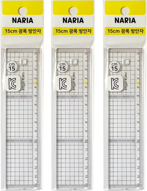 KC 나리아오피스 15cm 15센치 광폭 방안 자 문구 사무 학용품 직자, 3개, 15cm 광폭 방안자
