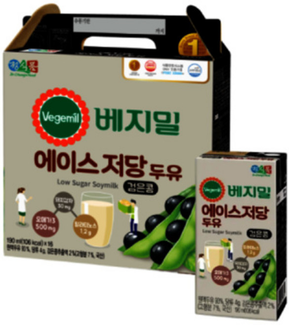 베지밀 에이스 저당 두유 190ml16, 1, 1L