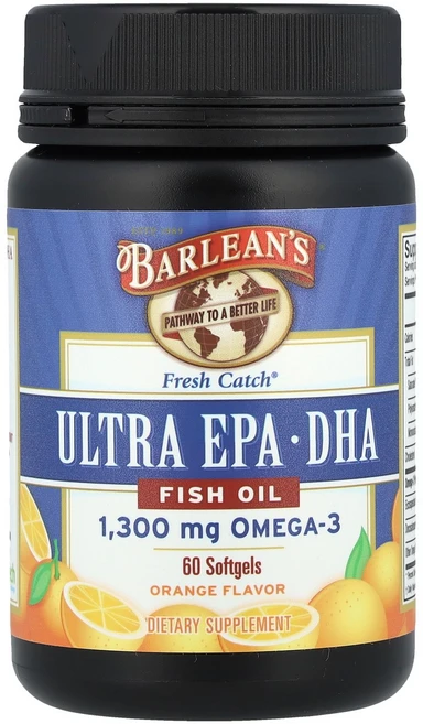 Barlean's Fresh Catch® 울트라 EPA/DHA 피쉬 오일 오렌지 소프트젤 60정(소프트젤 1정당 650mg) Barlean's (발린스), Barlean's (발린스) Barlean's, Fre, 1개, 60정 - 쿠팡