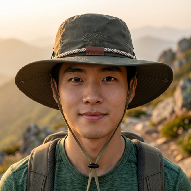 드림이지 가벼운 착용감 아웃도어 등산 모자, 카키