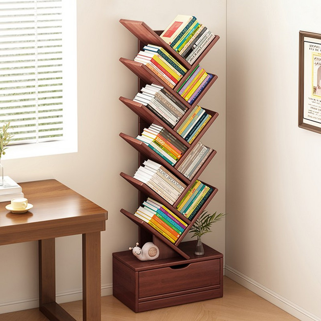 오솜 책장 거실 다용도 인테리어 책꽂이 수납장, 12단, 브라운