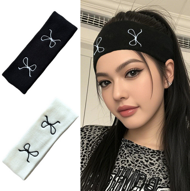 ZMBIRD 리본 패턴 스판 니트 넓은 헤어밴드 2종세트 H5421