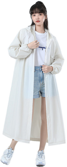 아띠꼴로 휴대용 일회용 우비 등산 캠핑 레인코트 코트형 판초우의, 밀크화이트, 1개