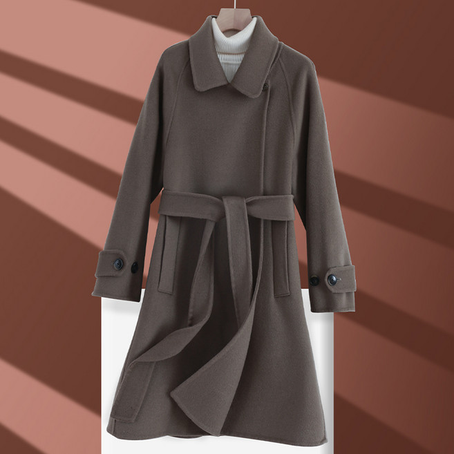 [2026 봄신상] 스타일아유 여성 겨울 양모100% 양면 핸드메이드 루즈 롱코트 두꺼운 보온 편안한 더블코트 롱자켓 LC0055