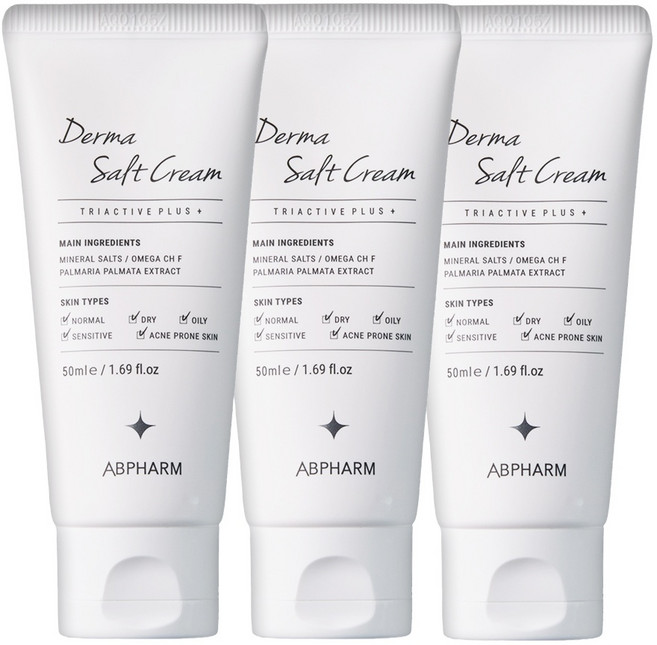 직영 3개구성에이비팜 더마 솔트크림 50ml(튜브형)하루종일 빛나는 수분광채 찐보습 속건조 민감성/피부 적합 임상완료., 1개, 50ml