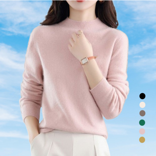 [당일출고]KAQIA 여자 겨울 니트 캐시미어 니트 여성니트 울니트 라운드넥 니트티 ZZY1001