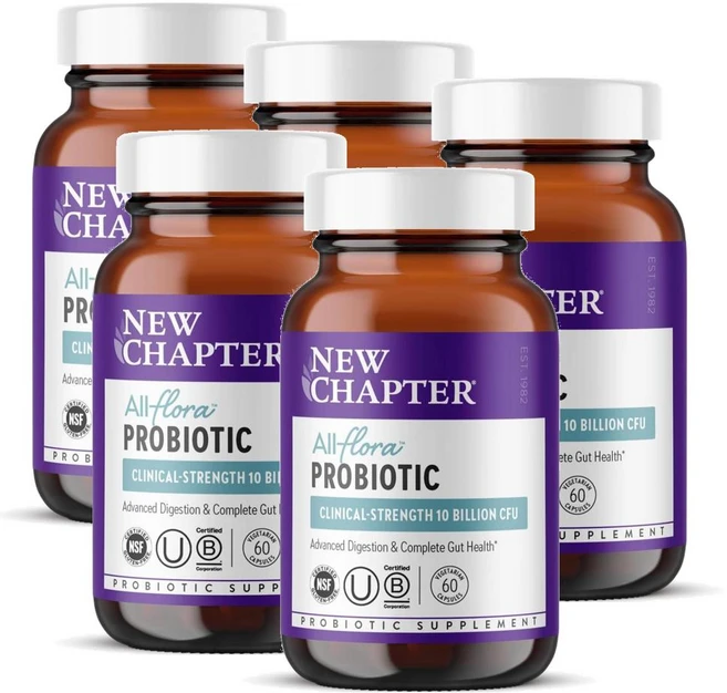 뉴챕터 올 플로라 100억 유산균 프로바이오틱스 캡슐 New Chapter Probiotic All-Flora, 5개, 60정 - 쿠팡