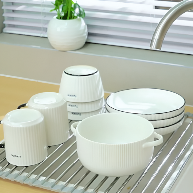 코리슬리 스텐 롤 식기건조대 싱크대, 1개, 실버