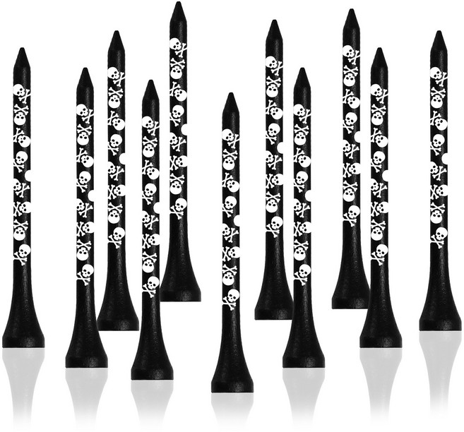 지칸디 대나무 눈금표시 골프티 우드티 나무티 티꽂이, 스컬, 100개