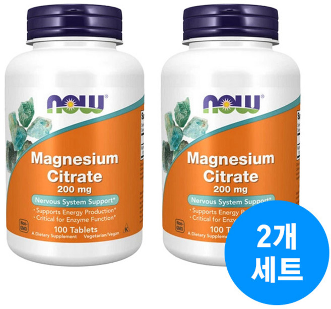 나우푸드 마그네슘 시트레이트 200mg 타블렛, 2개, 100정
