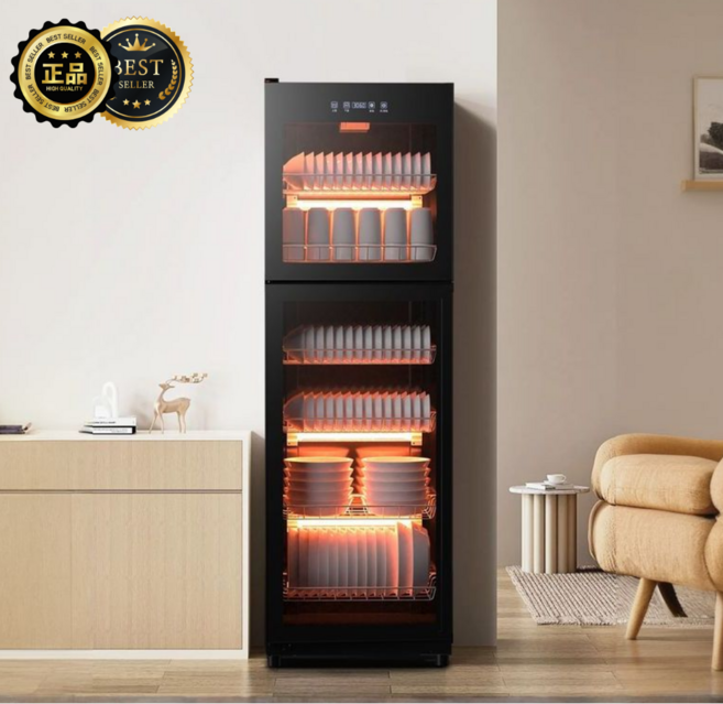 Aurevia 스마트한 자외선살균 고성능 식기건조기 원적외선 살균 컵소독기 UV 오존 살균 소독 식기살균건조기, 시크블랙 90L