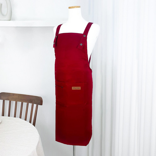 카페 앞치마 업소용 H형 방수앞치마, 레드, 1개