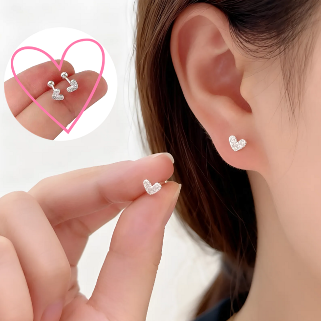 오데트 실버925 아담한 하트 큐빅 피어싱
