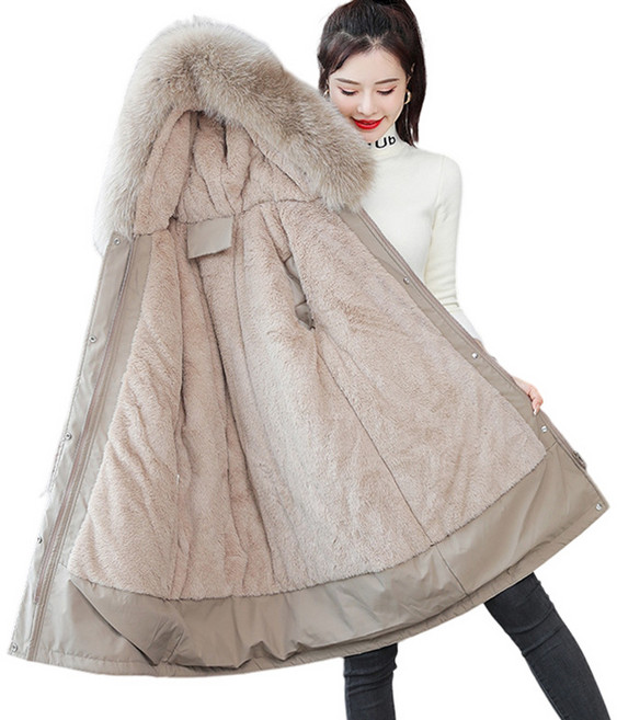 소프트 밍크 퍼 안감 여성 패딩 데일리 야상점퍼 겨울 Padded Jacket