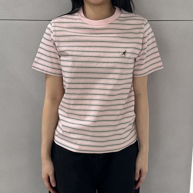 [국내정식매장] 캉골 반팔 티셔츠 Kangol 우먼스 멀티 스트라이프 2844 핑크