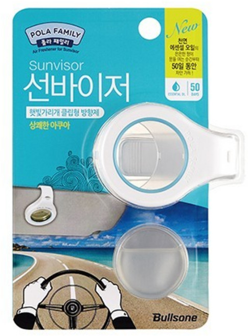 불스원 선바이저 클립형 방향제 상쾌한아쿠아, 1개, 상세페이지 참조