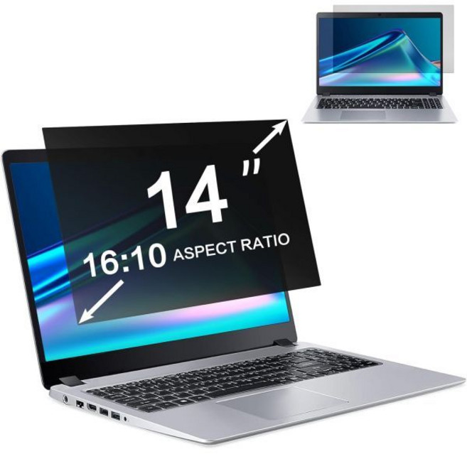 ZOEGAA 14인치 노트북용 사생활 보호 스크린 필터 16:10 와이드스크린 모니터 호환 - Dell HP Acer Samsung Lenovo ASUS Toshi, 14 in (16:10) privacy screen