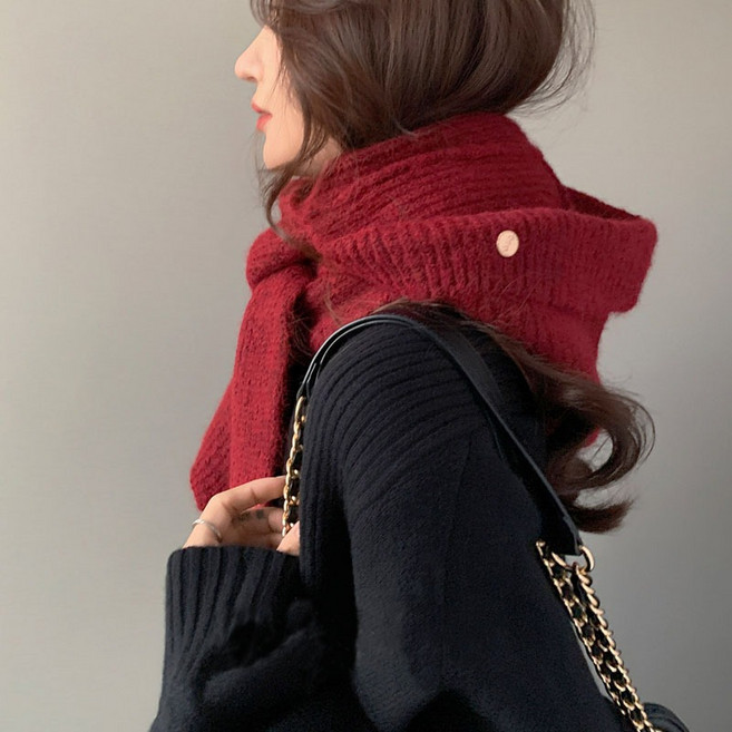 巴拉克拉法帽圍脖款 - 護耳保暖毛線針織帽