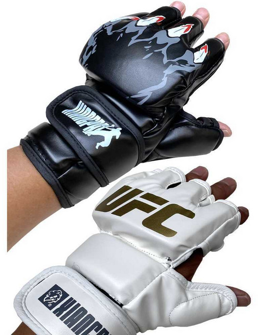 오픈핑거 글러브 킥복싱 보호 중형 UFC 손목 복싱장갑, 1개, 성인용 블랙 UFC 8온스