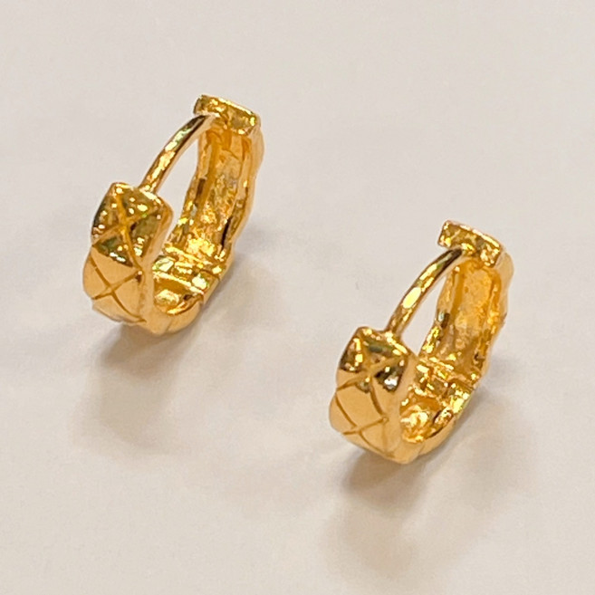 순금 24k 금 퀼팅 원터치 똑딱이 링 귀걸이 디자인 3.75g(1) 선물