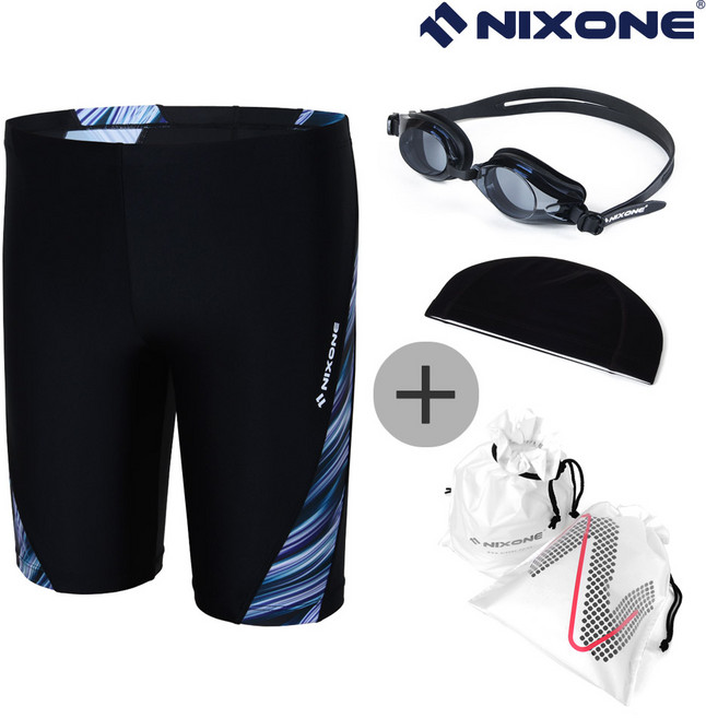 닉스원 남아동 5부 NSJB-19510BK 실내수영복 4종 세트