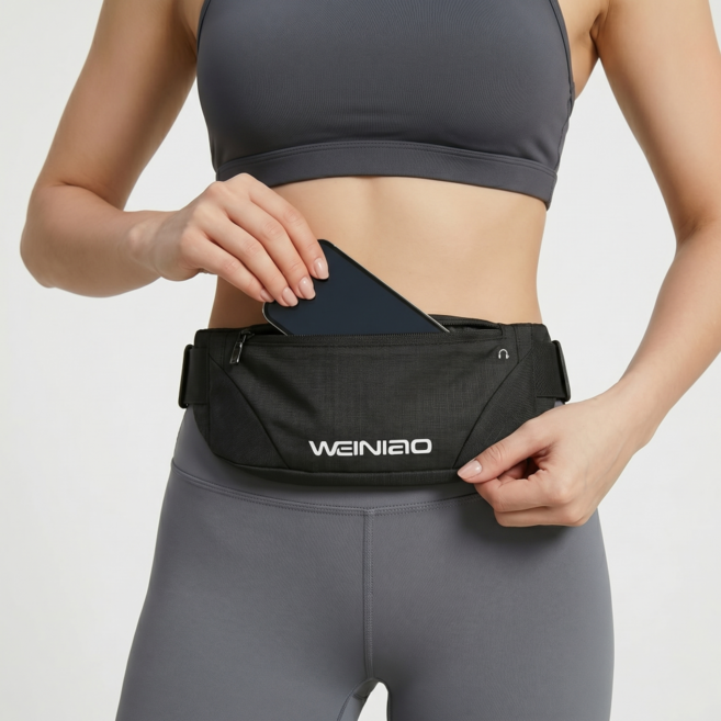 노바마켓 소지품 보관 밀착 착용 러닝 벨트, 1개, 블랙