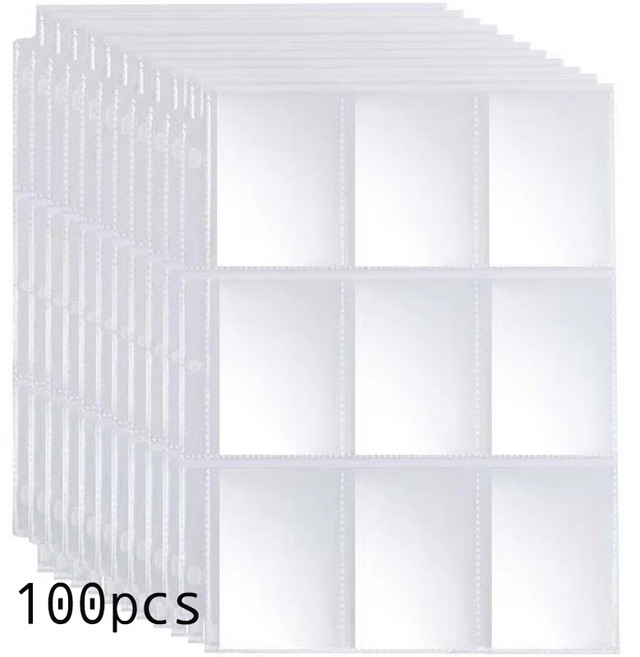 하이하바 3공 9포켓 단면 리필 속지 225 x 296 mm 투명 10개입, 100개, 1매입