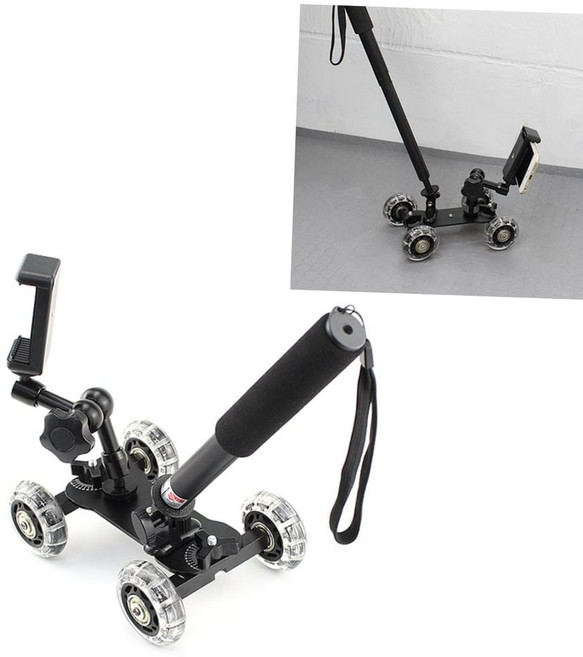 액션캠 무빙 촬영 스마트폰 바퀴 휠 슬라이더 카 거치대 스탠드, 본상품