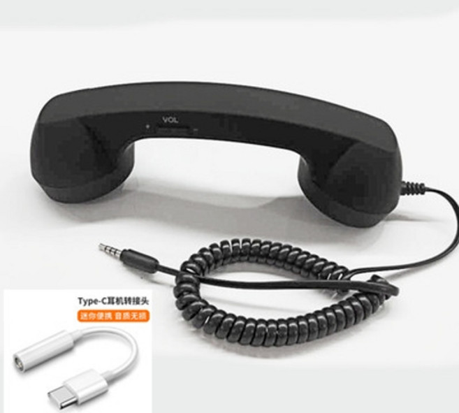 핸드폰수화기 부모님선물 레트로 친구 유선전화 헤드셋 학생 고음질, FREE, G.검정색-Type-C
