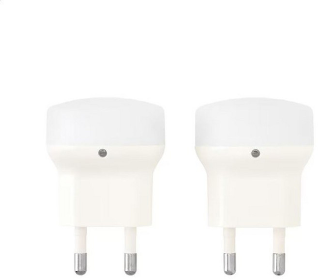 이케아 뫼르크레드 LED전등 센서등 콘센트형 무드등 수면등 2개입 1세트, 화이트