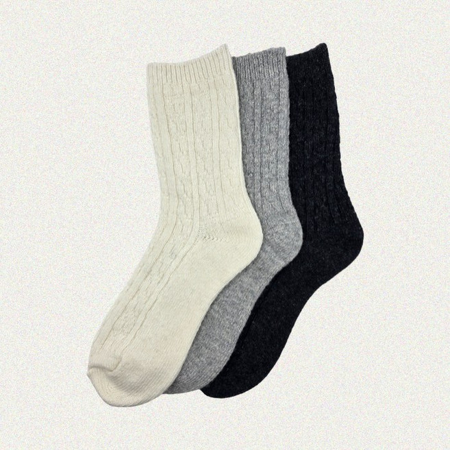 윌리엄리 여성 꽈배기 울양말 3족
