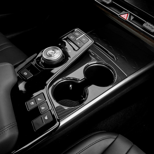 카스타 호환 K8 GL3 컵홀더 기어패널 기어라인 커버 우드 카본 몰딩 자동차 실내 튜닝 인테리어 용품, 컵홀더 커버 2P(카본)