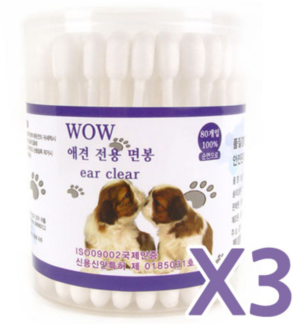 용마산업 와우 귀세척 면봉, 80개입, 3개