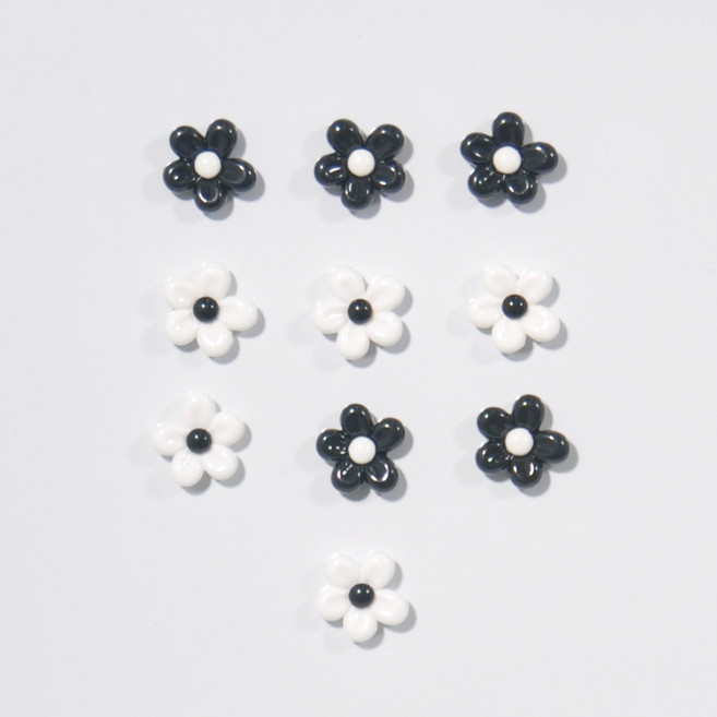 봉봉샵 블랙앤화이트 플라워 냉장고 현관문 인테리어 자석 마그네틱, 블랙앤화이트 플라워 10P